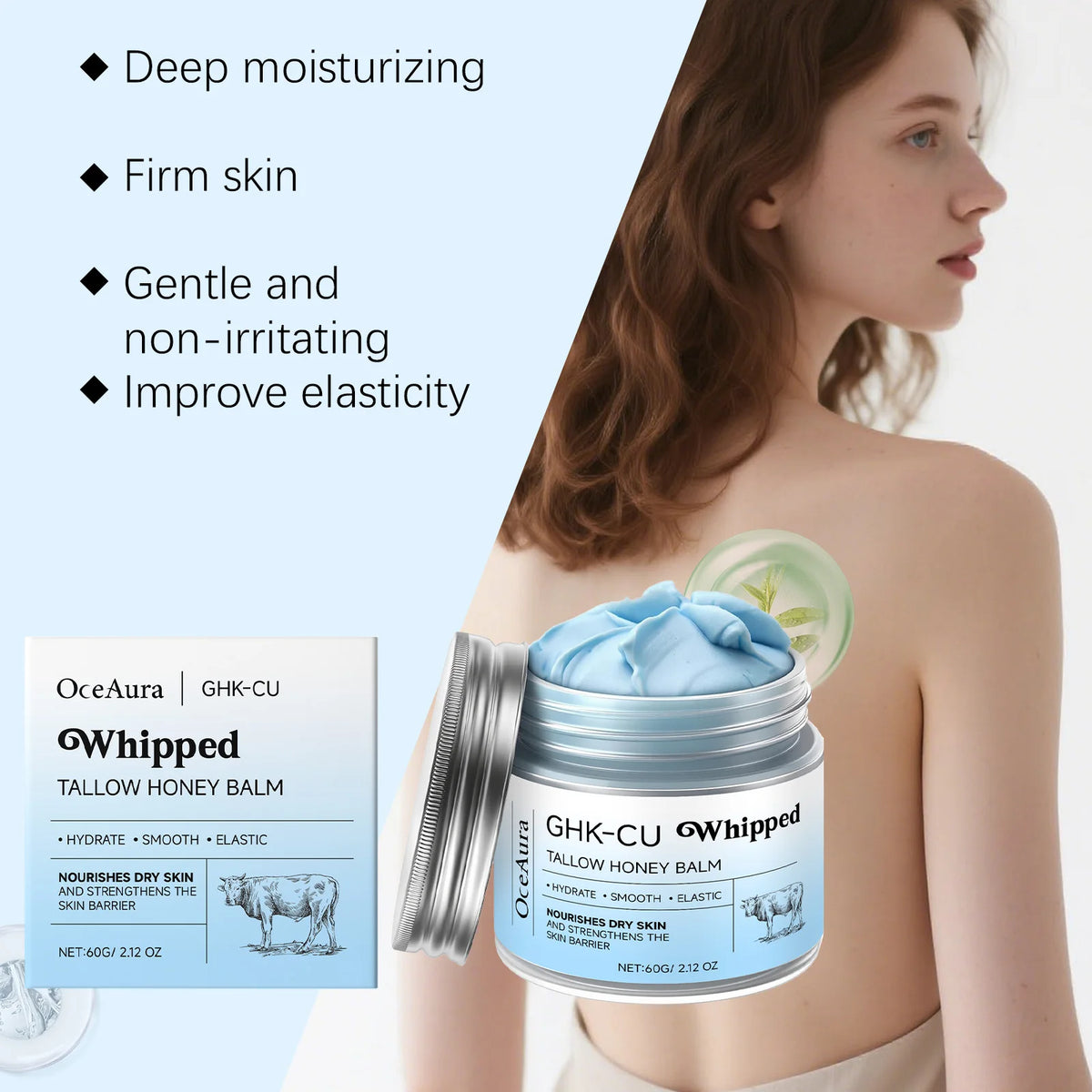Beef Tallow & Honey Face and Body Skin Care Moisturizer for Mature, Dry & Sensitive Skin